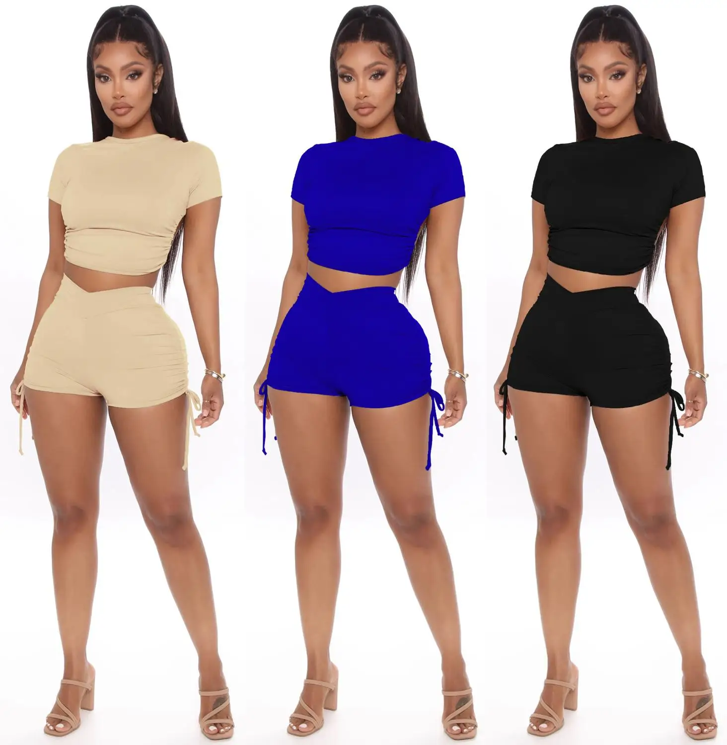 2020 fashion simple style women solid color 2 piece set short tees t-shirt and shorts female tracksuit summer outfit
2020 fashion simple style women solid color 2 piece set short tees t-shirt and shorts female tracksuit summer outfit