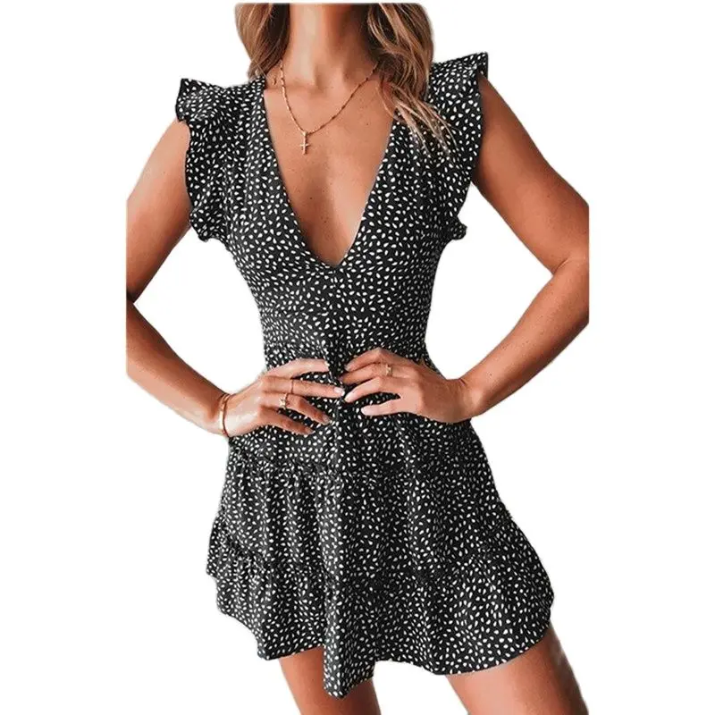 Deep V-Neck Sexy Ruffled Mini Dress Women Print High Waist Dresses Summer Flying Sleeve A-Line Beach Dress Zipper Back Vestidos
Deep V-Neck Sexy Ruffled Mini Dress Women Print High Waist Dresses Summer Flying Sleeve A-Line Beach Dress Zipper Back Vestidos