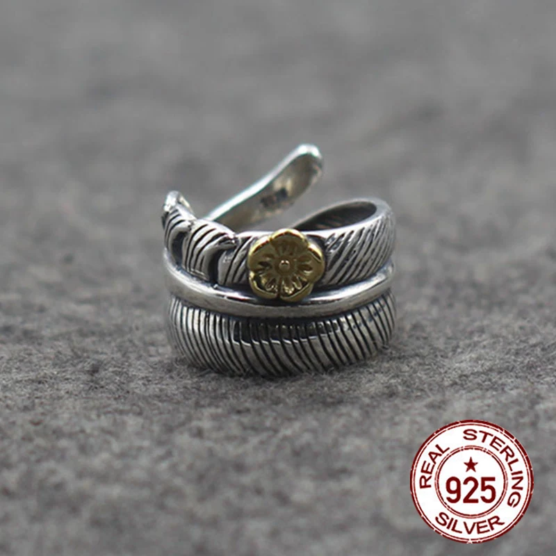 S925 sterling silver open ring personality classic fashion Indian feathers retro style high-end brass plum send lover jewelry
S925 sterling silver open ring personality classic fashion Indian feathers retro style high-end brass plum send lover jewelry