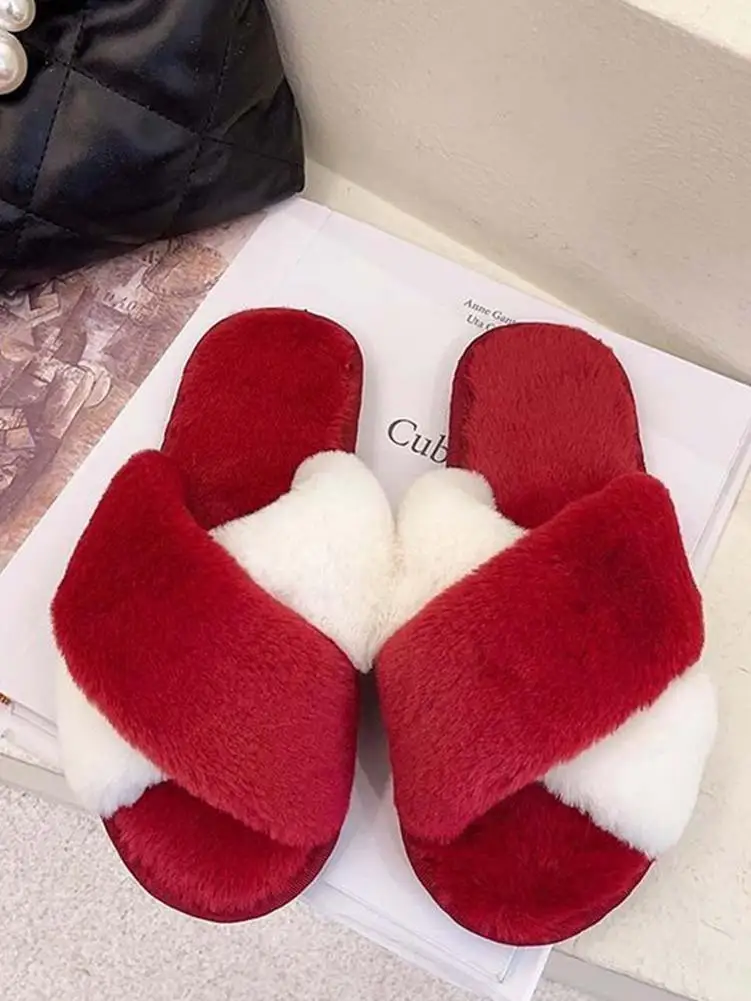 Women Cross Band Slippers Color Contrast Soft Plush Furry Shoes Women Fur Slippers Fashion Cross Band Warm Plush Ladies Fluffy
Women Cross Band Slippers Color Contrast Soft Plush Furry Shoes Women Fur Slippers Fashion Cross Band Warm Plush Ladies Fluffy