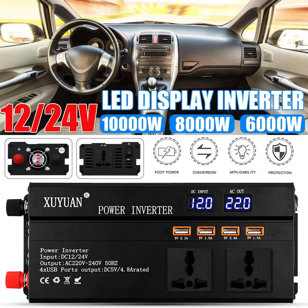 10000W Pure Sine Wave Inverter DC 12v/24v To AC220V For Solar System/Solar Panel/Home/Outdoor/RV/Camping Wave Power Inverter
10000W Pure Sine Wave Inverter DC 12v/24v To AC220V For Solar System/Solar Panel/Home/Outdoor/RV/Camping Wave Power Inverter
