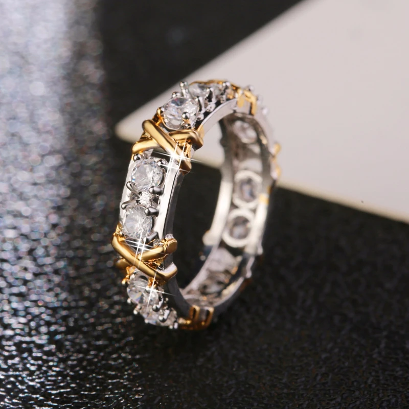 MFY Fashion Ladies Ring Simple Two-color Stitching Cross Inlaid Rhinestone Ring Q Girl Wedding Engagement Party Jewelry Hot
MFY Fashion Ladies Ring Simple Two-color Stitching Cross Inlaid Rhinestone Ring Q Girl Wedding Engagement Party Jewelry Hot