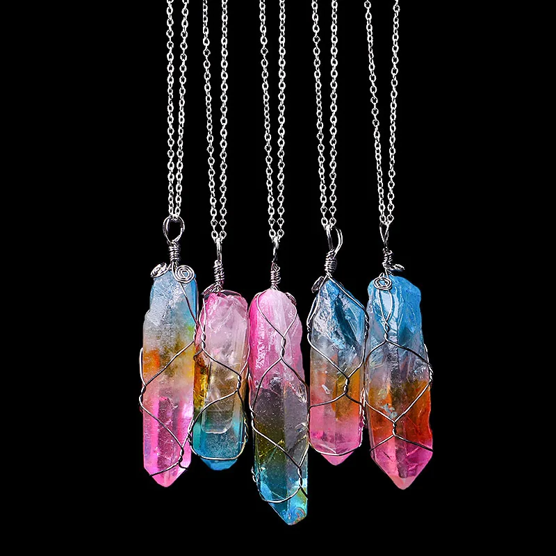 1pcs Natural Crystal Irregular Colorful Rainbow Stone Quartz Chakra Rock Pendant Winding Hexagonal Stone Column Chain Necklace
1pcs Natural Crystal Irregular Colorful Rainbow Stone Quartz Chakra Rock Pendant Winding Hexagonal Stone Column Chain Necklace