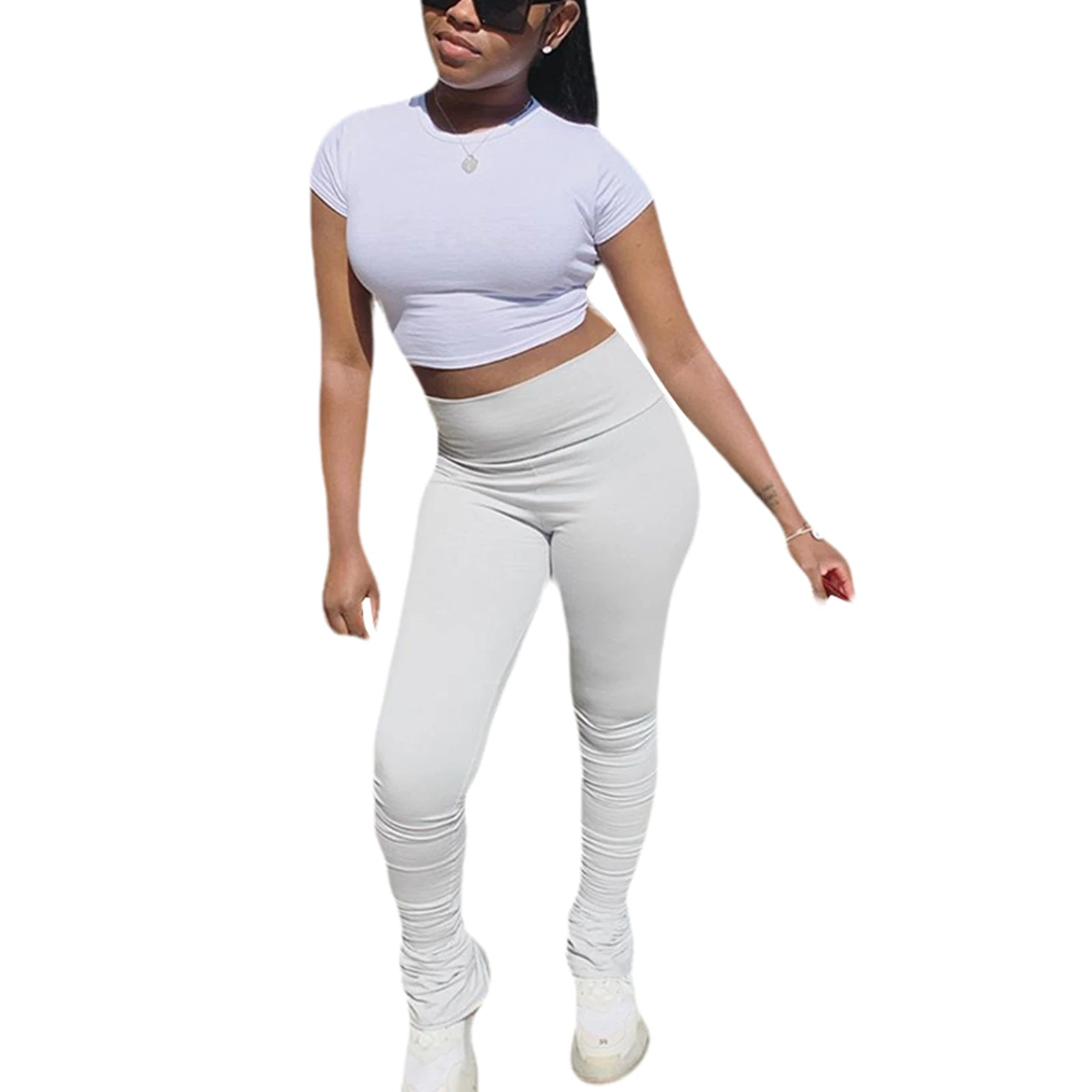 Women Fashion Ruched Stacked Pants Casual Solid Color Pants Trousers Stretch Slim Pants Sports Fitness Running Wear
Women Fashion Ruched Stacked Pants Casual Solid Color Pants Trousers Stretch Slim Pants Sports Fitness Running Wear