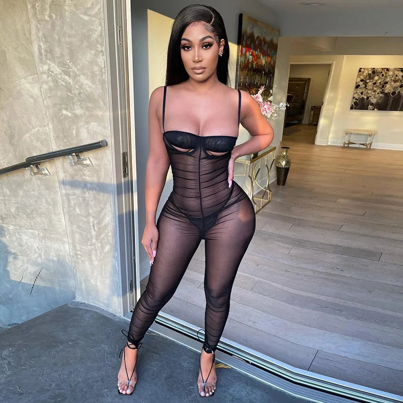 Sexy Camis Mesh Ruched Strap Summer Jumpsuits See Through Sheer Midnight Party Women Outfits One Piece Jumpsuit 2021 Partywear
Sexy Camis Mesh Ruched Strap Summer Jumpsuits See Through Sheer Midnight Party Women Outfits One Piece Jumpsuit 2021 Partywear