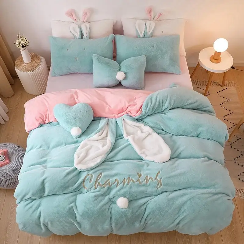 Luxury Fleece Velvet Lovely Rabbit Ears Bedding Set Warm Flannel Duvet Cover Sets Pillowcases Bed Sheet Twin Queen King size
Luxury Fleece Velvet Lovely Rabbit Ears Bedding Set Warm Flannel Duvet Cover Sets Pillowcases Bed Sheet Twin Queen King size