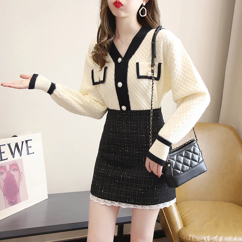 Women 2022 Autumn Winter New Two Piece Sets Female Knitted Sweater Cardigans Ladies Slim Package Hip Mini Skirts Suits A278
Women 2022 Autumn Winter New Two Piece Sets Female Knitted Sweater Cardigans Ladies Slim Package Hip Mini Skirts Suits A278