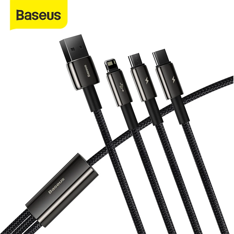 Кабель Baseus 3 в 1 USB Type C для iPhone 12 Pro Mini Max кабель быстрой зарядки или Samsung S20 Xiaomi Micro |