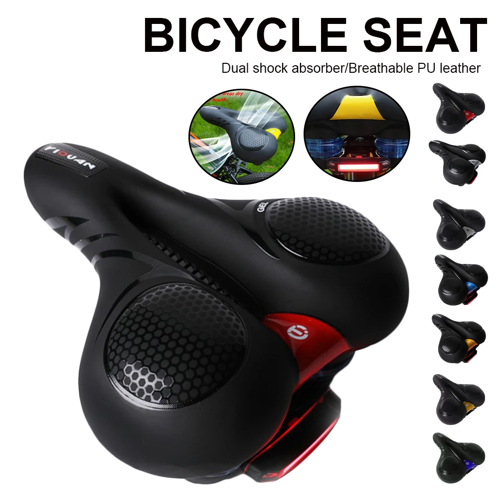 Ergonomic Cycling Seat Soft PU Leather Foam Stuff Cushion Bike Saddle Shock Absorbing Mountain Road Bike Breathable Bike Seat
Ergonomic Cycling Seat Soft PU Leather Foam Stuff Cushion Bike Saddle Shock Absorbing Mountain Road Bike Breathable Bike Seat