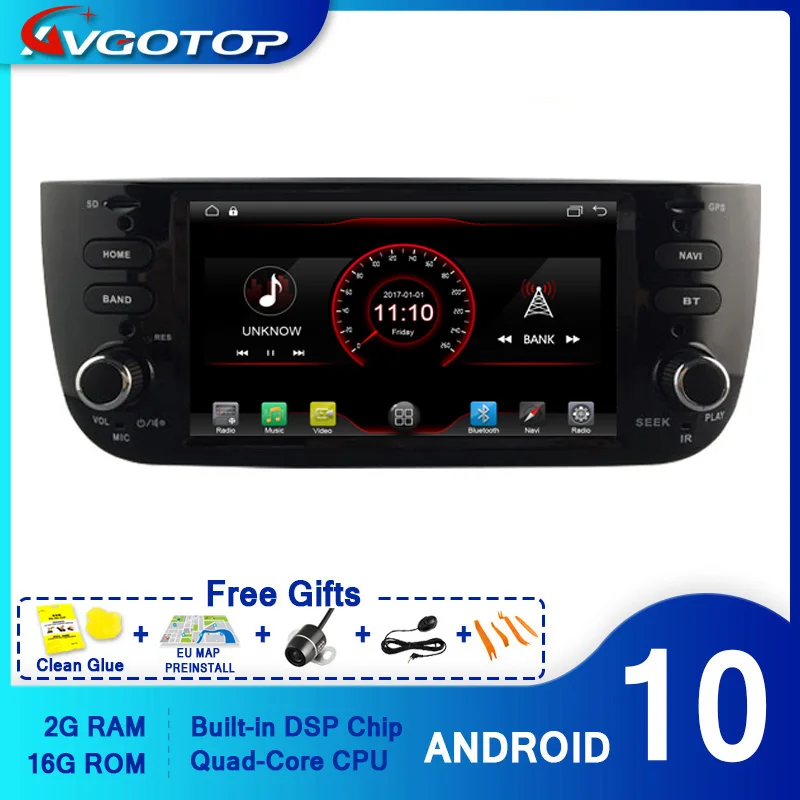 AVGOTOP Android 10 Wince автомобильный Радио dvd плеер для FIAT LINEA 2G 16G Автомобильный GPS