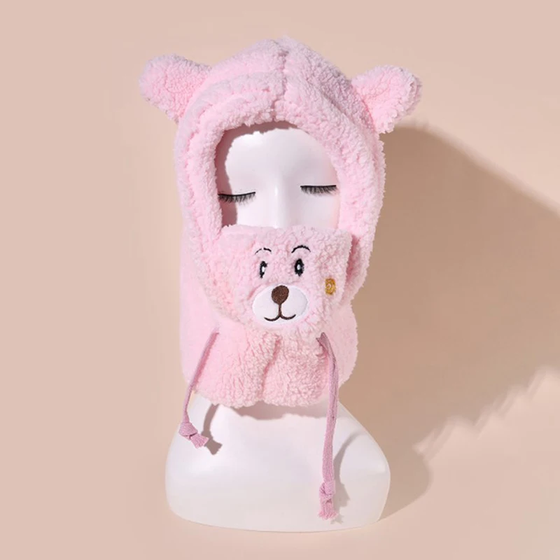 1 шт. Милая мультяшная шапка с ушками медведя шапка плюшевая шапка теплая утолщенная защита ушей с теплой маской для женщин и девочек 
1 шт. Милая мультяшная шапка с ушками медведя шапка плюшевая шапка теплая утолщенная защита ушей с теплой маской для женщин и девочек