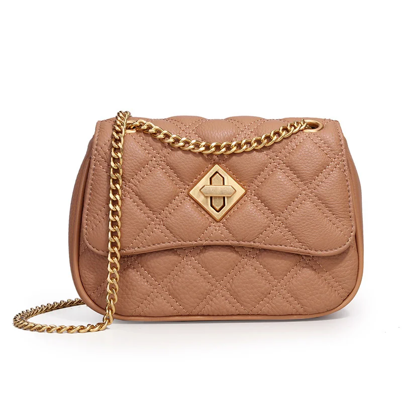 Small bag women's 2021 fashion small Xiangfeng Lingge chain bag new leather women's bag cross shoulder bag chao0505