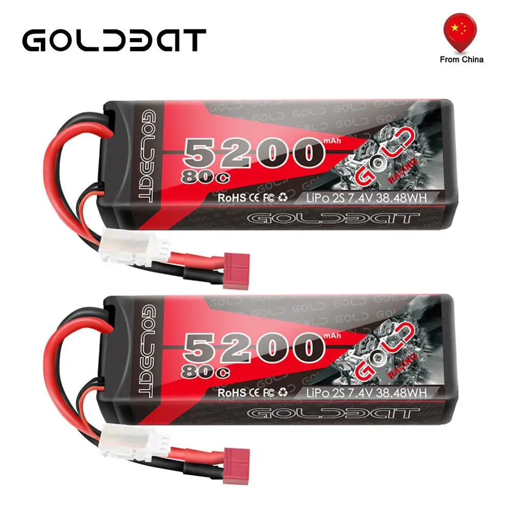 2 шт. литий полимерная батарея GOLDBAT 5200 мАч 7 4 В 2S 80C радиоуправляемая Lipo с разъемом