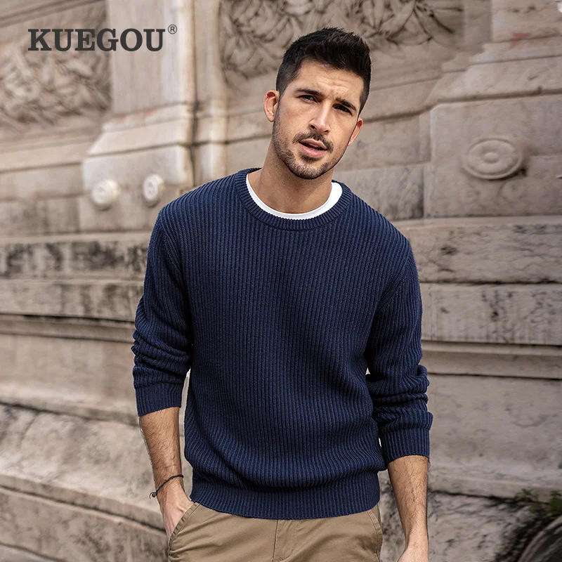 KUEGOU 2022 Autumn New 100% Cotton Quality Clothing Men Sweater Warm Casual Pullover Knitted Slim Fashion Solid Plus Size 8943
KUEGOU 2022 Autumn New 100% Cotton Quality Clothing Men Sweater Warm Casual Pullover Knitted Slim Fashion Solid Plus Size 8943