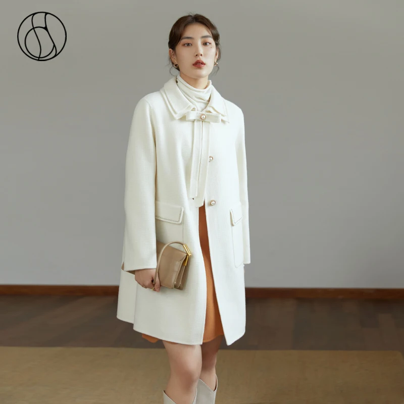 DUSHU Women Winter White Double-sided Woolen Coat Bowknot Double-collar Straight Woolen Coats Fashionable Commuter Sweet Jackets
DUSHU Women Winter White Double-sided Woolen Coat Bowknot Double-collar Straight Woolen Coats Fashionable Commuter Sweet Jackets