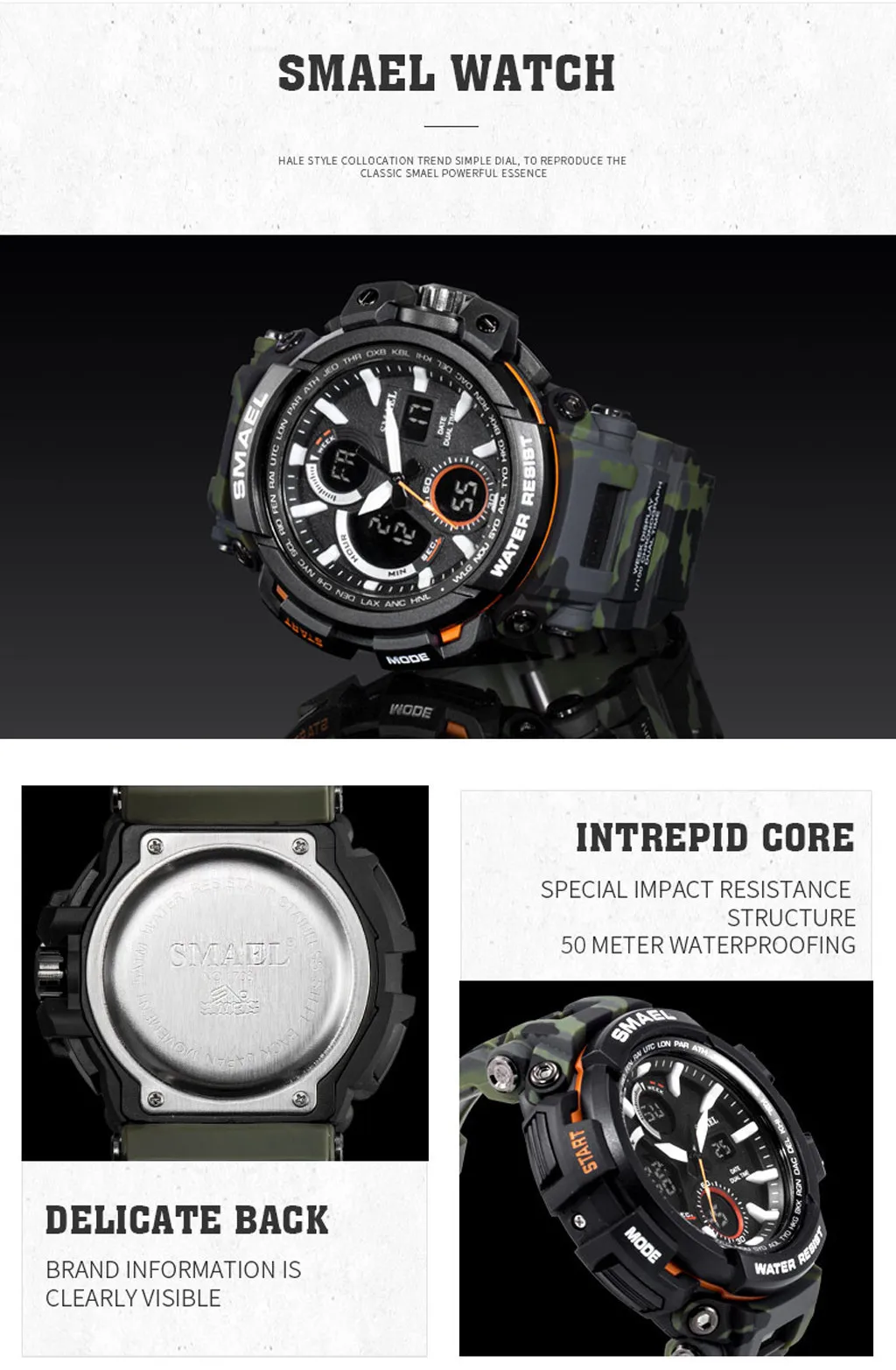 SMAEL Men Dual Display Analog Digital LED Electronic Wrist Watch Sport Watch military watch Smart Watch Fitness Men sport watch
SMAEL Men Dual Display Analog Digital LED Electronic Wrist Watch Sport Watch military watch Smart Watch Fitness Men sport watch