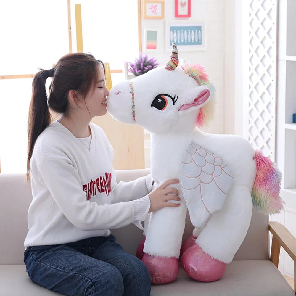 

1pc 50/60/90cm Kawaii Unicorn Plush Toys Giant Stuffed Animal Horse Toys for Children Soft Doll Home Decor Lover Birthday Gift