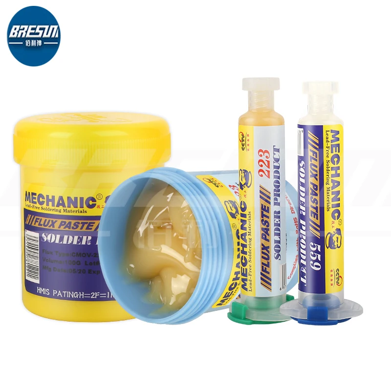 MECHANIC 223/559 Rosin Lead-Free High Activity No-Clean PCB BGA Soldering Flux Paste For Phone Mainboard Repair tools 10cc/100g
MECHANIC 223/559 Rosin Lead-Free High Activity No-Clean PCB BGA Soldering Flux Paste For Phone Mainboard Repair tools 10cc/100g