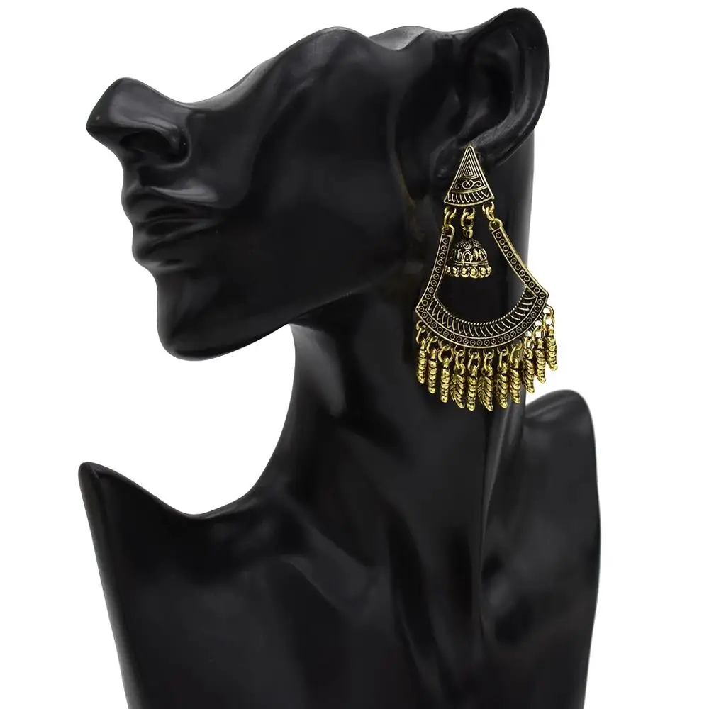 Этнические золотые серьги Jhumka Jhumki большие мексиканские цыганские Висячие для