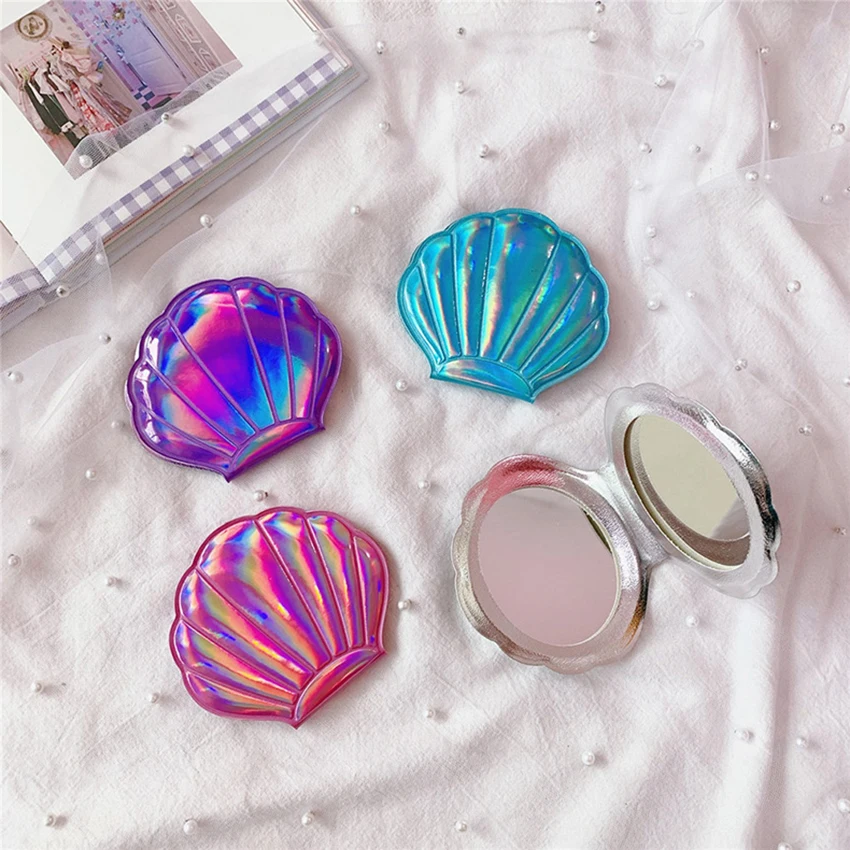 Girly Laser Shell Compact Mirror, Double-Sided Travel Makeup Mirror with Magnification Pocket-Size Handheld Mirror for Bag 
Girly Laser Shell Compact Mirror, Double-Sided Travel Makeup Mirror with Magnification Pocket-Size Handheld Mirror for Bag