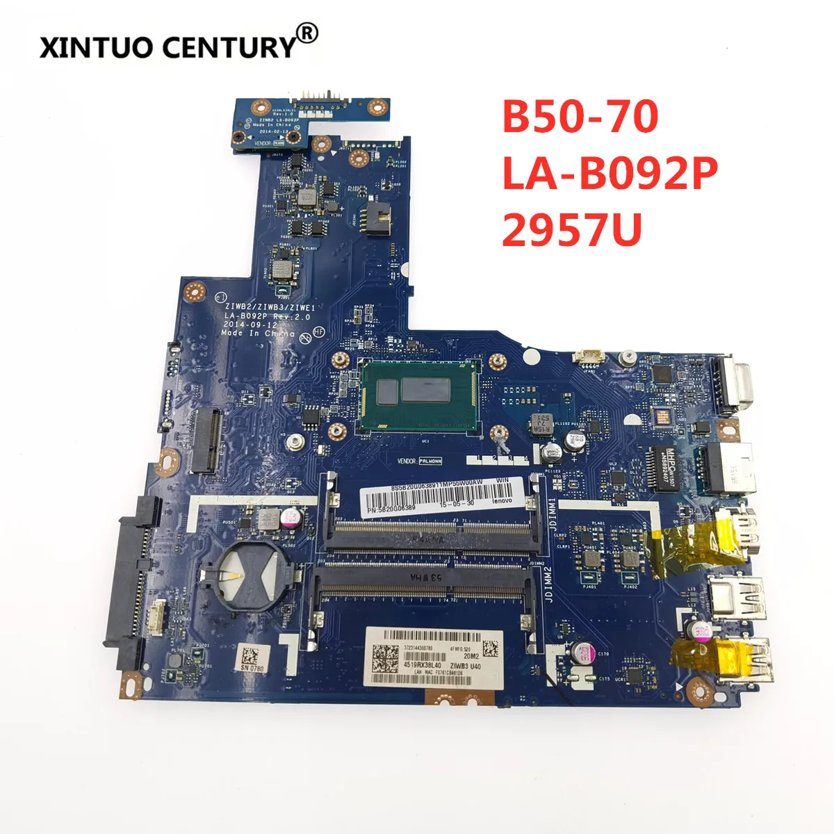 For Lenovo B50-70 LA-B092P laptop Motherboard mainboard with 2957U CPU 100% test OK
For Lenovo B50-70 LA-B092P laptop Motherboard mainboard with 2957U CPU 100% test OK