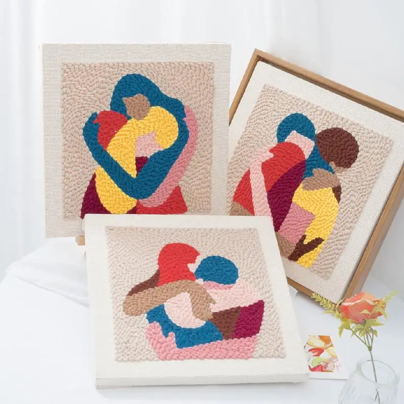 Hugging couple punch needle kits for beginner, DIY embroidery kit, punch needle kit with yarn, punch needle pattern, rug hook
Hugging couple punch needle kits for beginner, DIY embroidery kit, punch needle kit with yarn, punch needle pattern, rug hook