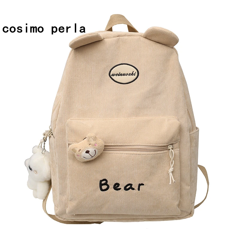 INS Japanese High School Student Bookbag Female Korean Girls Corduroy Backpacks Bear Ear Cute Pendent Embroidery Travel Bagpack
INS Japanese High School Student Bookbag Female Korean Girls Corduroy Backpacks Bear Ear Cute Pendent Embroidery Travel Bagpack