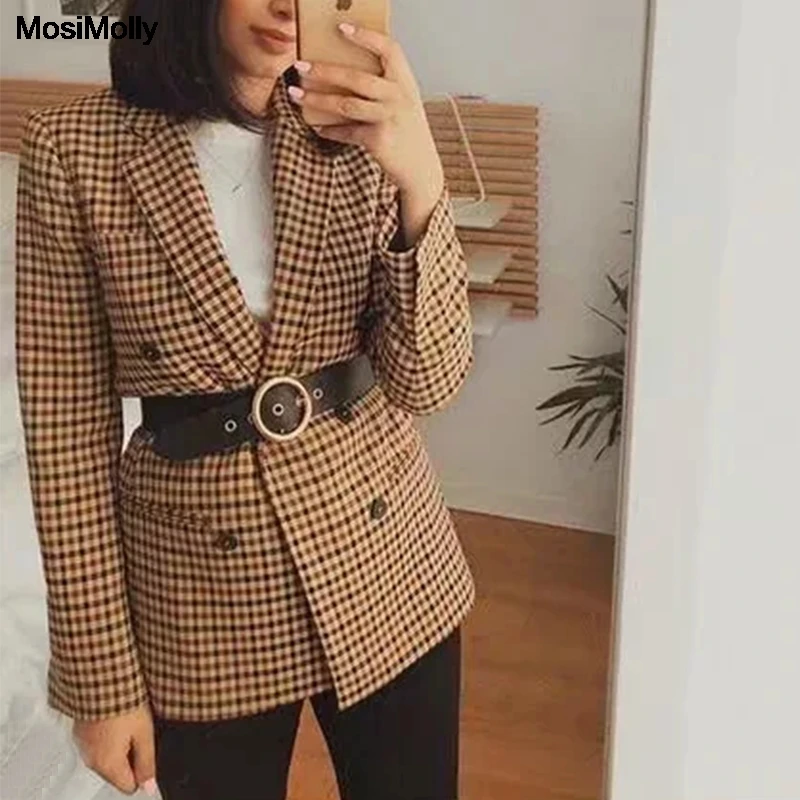 MosiMolly 2020 Vintage blazer woman autumn Plaid Blazer Coats Outerwear Women Double Breasted blaser female
MosiMolly 2020 Vintage blazer woman autumn Plaid Blazer Coats Outerwear Women Double Breasted blaser female