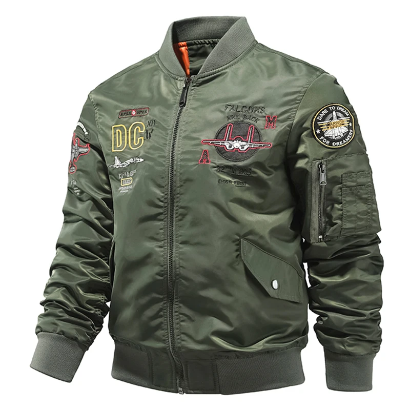 Мужская винтажная куртка-бомбер MA-1, зеленая однотонная куртка-бомбер в стиле милитари, мотоциклетная куртка с воротником, 2021
Мужская винтажная куртка-бомбер MA-1, зеленая однотонная куртка-бомбер в стиле милитари, мотоциклетная куртка с воротником, 2021