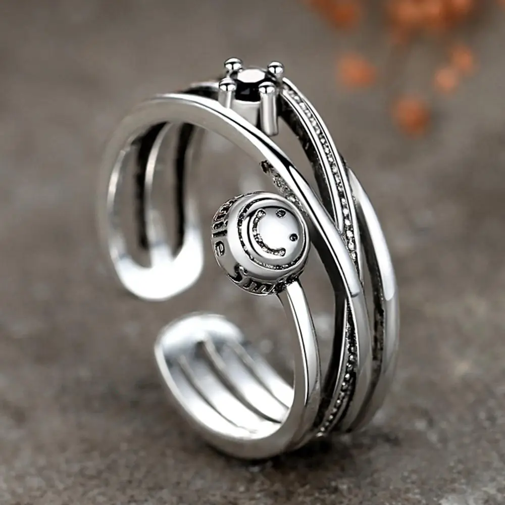 Smiling Face Vintage Punk Adjustable Thai Silver Color Ring For Women Mens Korean Fashion Simple Tibetan Jewelry Gifts
Smiling Face Vintage Punk Adjustable Thai Silver Color Ring For Women Mens Korean Fashion Simple Tibetan Jewelry Gifts