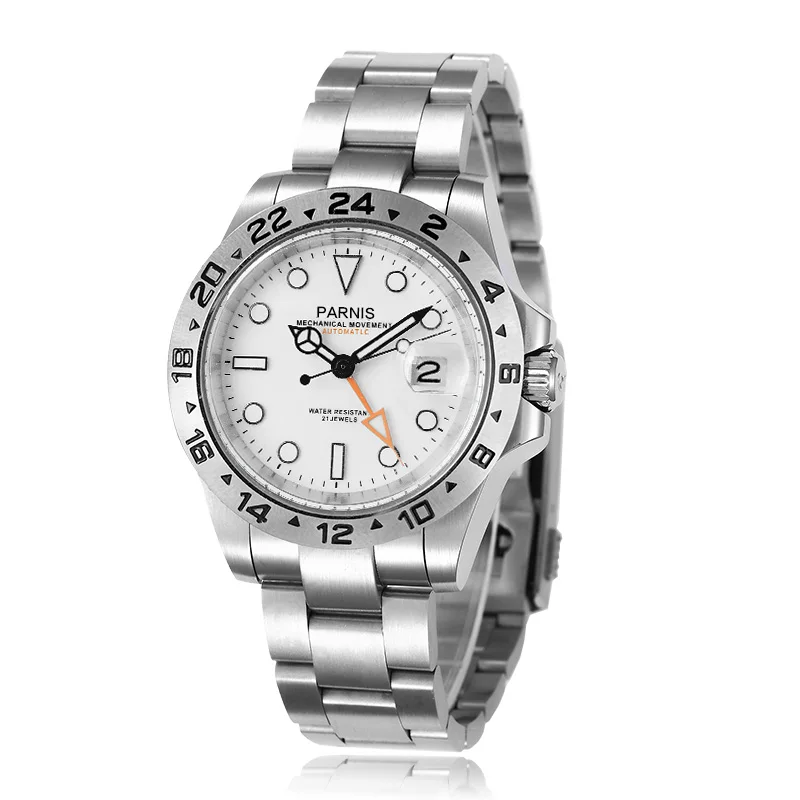 New Fashion Parnis 40mm White Dial Mechanical Men Watches GMT Mingzhu 3804 Movement Automatic Luminous Watch relogio masculino
New Fashion Parnis 40mm White Dial Mechanical Men Watches GMT Mingzhu 3804 Movement Automatic Luminous Watch relogio masculino