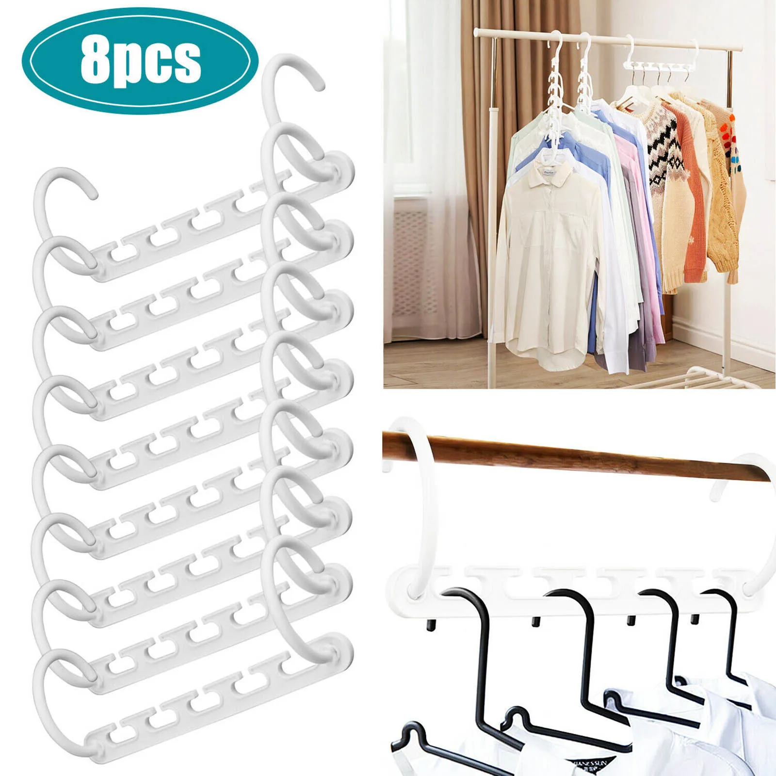 1/8 Pack Sturdy Closet Organizer Hanger with 5 Slot for Clothes Closet Storage Space Saving Hangers Household TN88
1/8 Pack Sturdy Closet Organizer Hanger with 5 Slot for Clothes Closet Storage Space Saving Hangers Household TN88