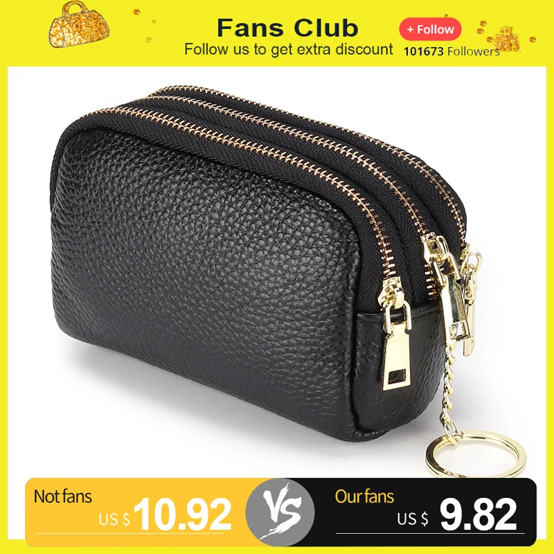 Women Genuine Leather Coin ID Card Holder Purse Small 3 Zippered Wallet Female Mini Keychain Ring
Women Genuine Leather Coin ID Card Holder Purse Small 3 Zippered Wallet Female Mini Keychain Ring