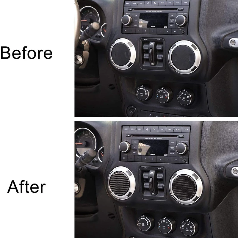 Carbon Fiber Air Conditioning Vent Trim Cover for Jeep Wrangler JK 2011-2017 JL 2018-2020, 4Pcs
Carbon Fiber Air Conditioning Vent Trim Cover for Jeep Wrangler JK 2011-2017 JL 2018-2020, 4Pcs