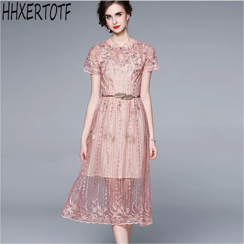 2021 summer fashion women Floral Embroidery Mesh Dress Women Short Sleeve Pink Princess Dress Casual Dresses
2021 summer fashion women Floral Embroidery Mesh Dress Women Short Sleeve Pink Princess Dress Casual Dresses