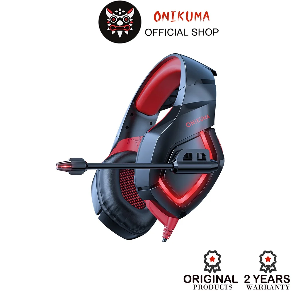 

ONIKUMA K1B Red-Black RGB3.5mm Interface Comfortable To Wear Cool Unique LED Light Superior Compatibility