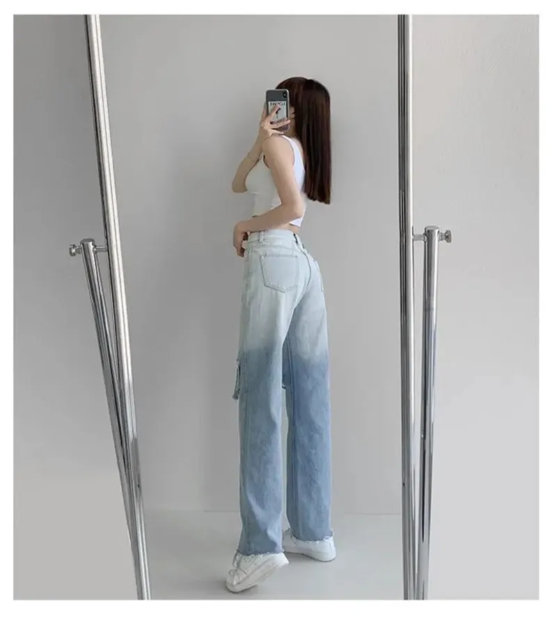 Wide Leg Straight Jeans Ripped Baggy Women's Pants Hole High Waist Vintage Distressed Loose Denim Trousers Summer Streetwear
Wide Leg Straight Jeans Ripped Baggy Women's Pants Hole High Waist Vintage Distressed Loose Denim Trousers Summer Streetwear