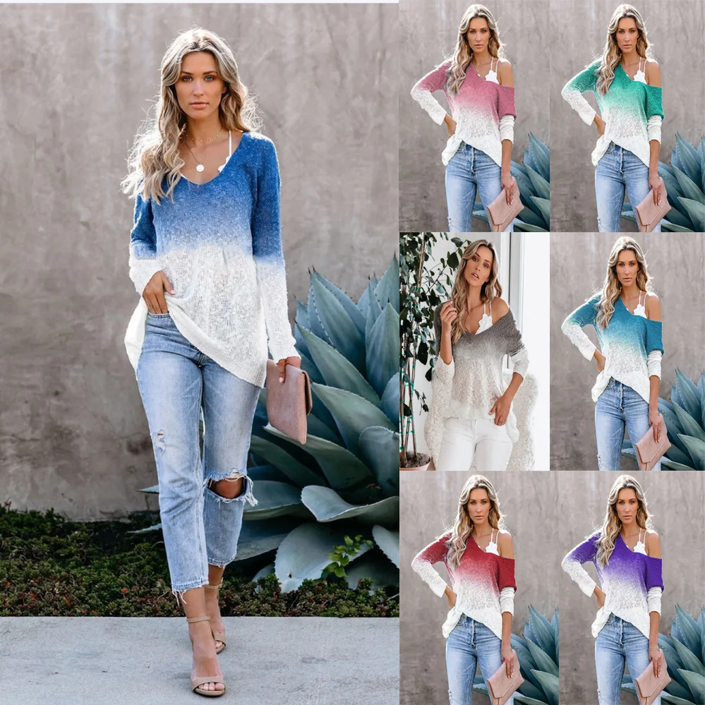 Women's Top Large V-neck Spray Dyed Top Knitted Blouse Autumn Winter Commuter Top T Shirt for Women
Women's Top Large V-neck Spray Dyed Top Knitted Blouse Autumn Winter Commuter Top T Shirt for Women