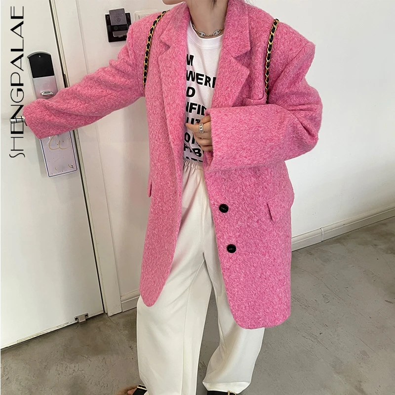 SHENGPALAE Fashion Pink Blazer Women's Autumn 2021 New Notched Loose Single Breasted Long Sleeve Woolen Coat Female Tide 5E4982
SHENGPALAE Fashion Pink Blazer Women's Autumn 2021 New Notched Loose Single Breasted Long Sleeve Woolen Coat Female Tide 5E4982