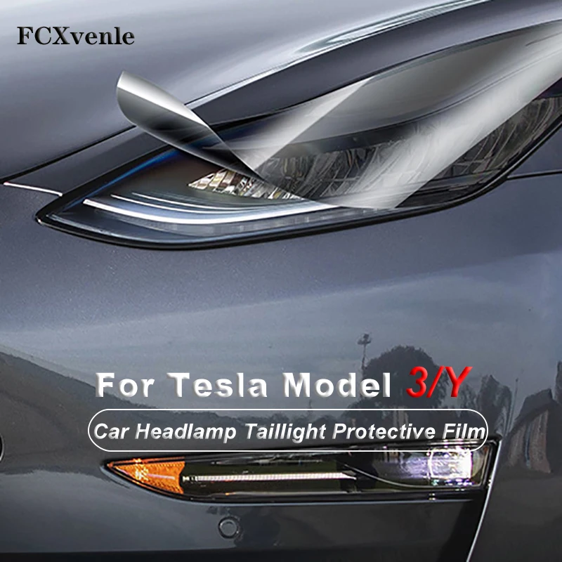 FCXvenle Car Front Back Headlamps TPU Smoked Black Headlights Protector Film For Tesla Model 3 Model Y 2017-2021 2022 Styling
FCXvenle Car Front Back Headlamps TPU Smoked Black Headlights Protector Film For Tesla Model 3 Model Y 2017-2021 2022 Styling