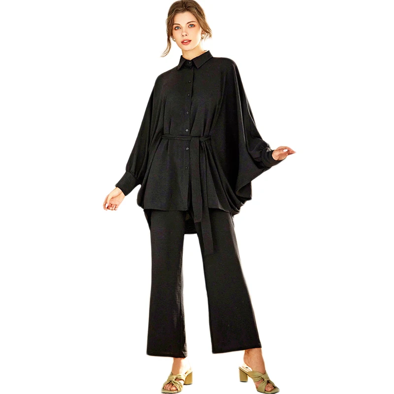 Dubai Women Casual Loose Set 2 Pieces Batwing Sleeve Tops Blouse Shirts Pants Elegant OL Style 2020 New Long Sleeve Spring Autum
Dubai Women Casual Loose Set 2 Pieces Batwing Sleeve Tops Blouse Shirts Pants Elegant OL Style 2020 New Long Sleeve Spring Autum