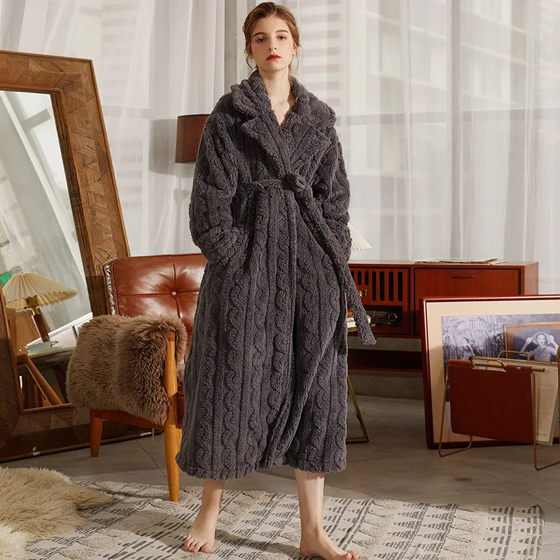 Roseheart Winter Fashion Blue Gray Sexy Female Robe Lingerie Sleepwear Flannel Luxury Nightwear Woven Bathrobe Keep Warm Sashes
Roseheart Winter Fashion Blue Gray Sexy Female Robe Lingerie Sleepwear Flannel Luxury Nightwear Woven Bathrobe Keep Warm Sashes