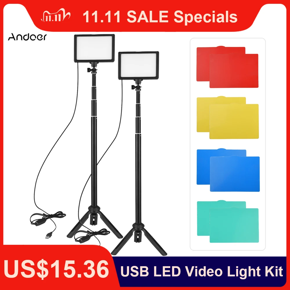 Andoer USB LED Video Light Kit Photography Lighting 3200K-5600K 14-level Dimmable with 148cm/58in Adjustable Height Tripod Stand
Andoer USB LED Video Light Kit Photography Lighting 3200K-5600K 14-level Dimmable with 148cm/58in Adjustable Height Tripod Stand
