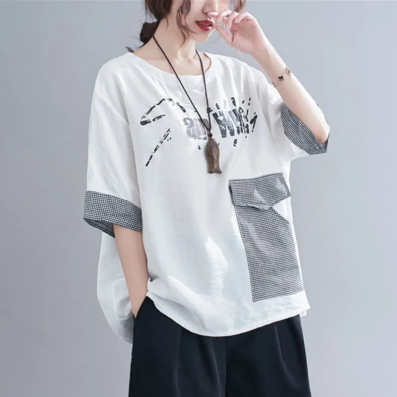 Women Cotton Casual T-shirts New Arrival 2021 Summer Simple Style O-neck Letter Print Loose Female Tops Tees S2580
Women Cotton Casual T-shirts New Arrival 2021 Summer Simple Style O-neck Letter Print Loose Female Tops Tees S2580