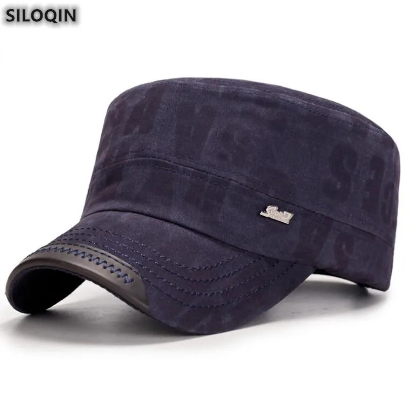 SILOQIN Trend Spring Autumn Men's Flat Cap Fashion Cotton Military Hats Vintage Leisure Adjustable Size Sports Snapback Caps NEW |