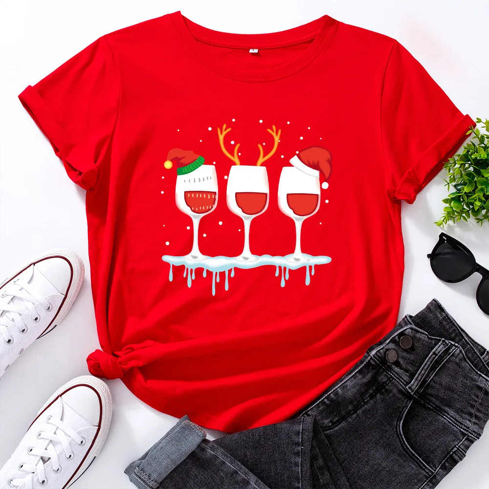 Plus Size 5XL Christmas Wineglass Printed Basic Tee 100%Cotton Women T Shirts O-Neck Short Sleeve Tshirts Fashion Casual Tops
Plus Size 5XL Christmas Wineglass Printed Basic Tee 100%Cotton Women T Shirts O-Neck Short Sleeve Tshirts Fashion Casual Tops