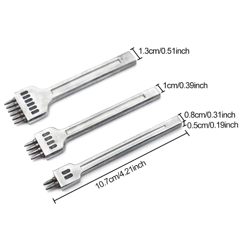 3pcs Leather Prong Punch Tool Set 4mm 2/4/6 Holes Steel Row Circular Cut Round Hole DIY Diamond Lacing Stitching Chisel Craft
3pcs Leather Prong Punch Tool Set 4mm 2/4/6 Holes Steel Row Circular Cut Round Hole DIY Diamond Lacing Stitching Chisel Craft