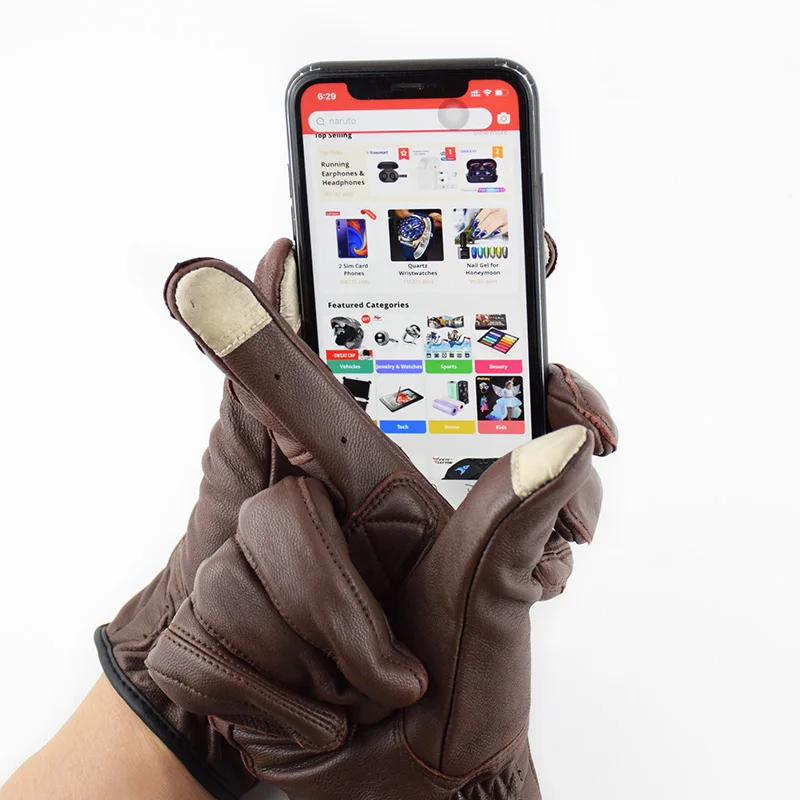 VEMAR Retro Real Leather Motorcycle Gloves Moto Waterproof Gloves Motorcycle Protective Gears Motocross Gloves Sports Outdoors