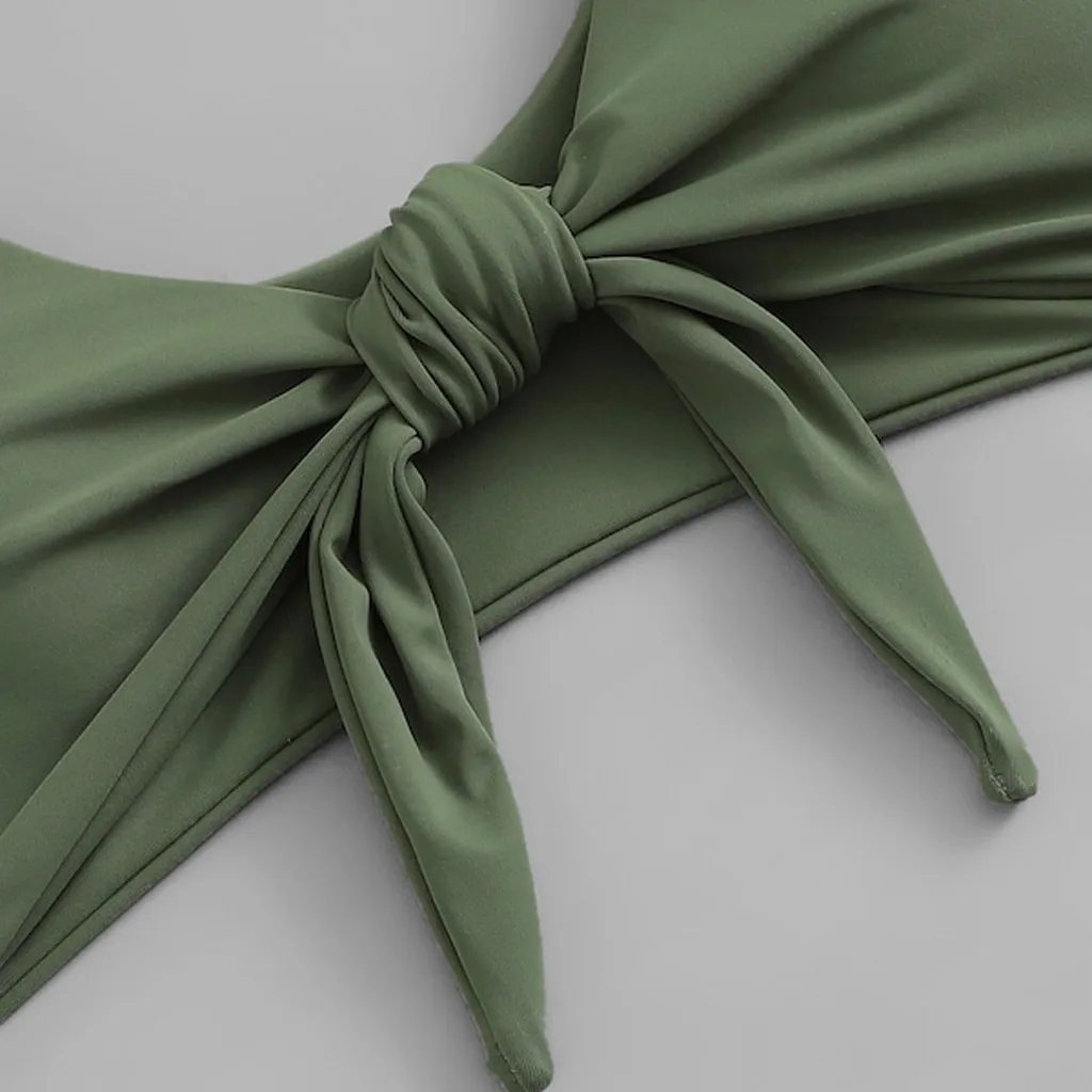 Women Summer Beach wear Biquini Solid Color Bikini Sexy Female Split Swimsuit Set Push Up Front Knot Bathing Swim Lady Brazilian 
Women Summer Beach wear Biquini Solid Color Bikini Sexy Female Split Swimsuit Set Push Up Front Knot Bathing Swim Lady Brazilian