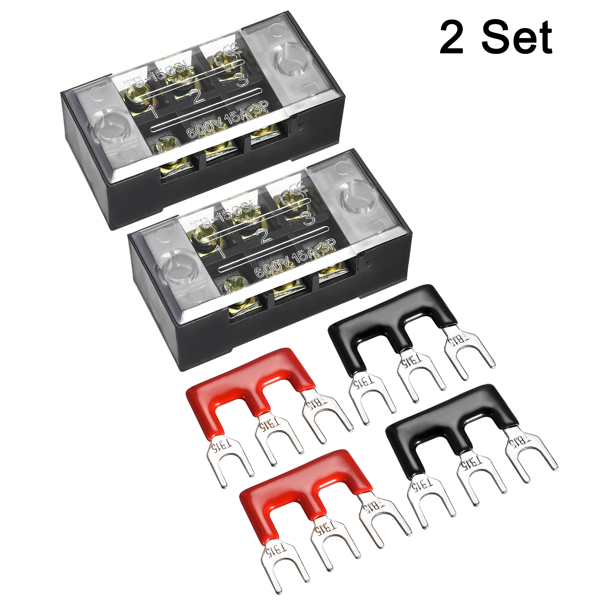 Uxcell 2Set 3 Positions Dual Rows 600V 15A Iron Screw Terminal Strip Barrier Block with Cover + 400V 25A Pre-Insulated
Uxcell 2Set 3 Positions Dual Rows 600V 15A Iron Screw Terminal Strip Barrier Block with Cover + 400V 25A Pre-Insulated